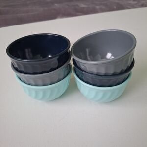 Set of 6 Small Dessert or Snack Multicolor Ramekins Bowls Acrylic